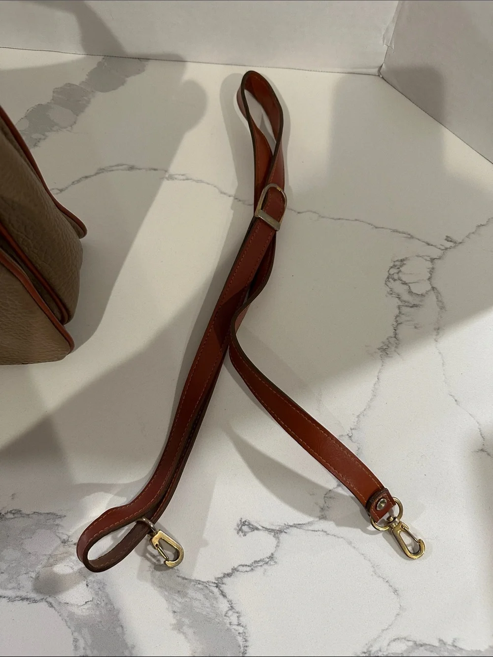 Dooney & Bourke Tan and Rust Two-Tone Leather Satchel